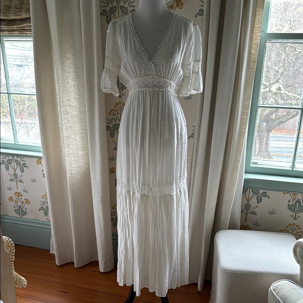 Cotton White Maxi Dress With Sweet Details